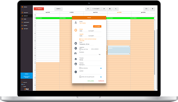 View of adding a booking into Slotti, displayed in a laptop.