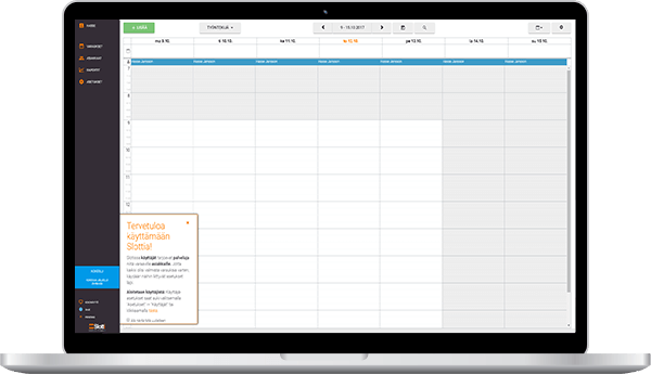 View in Slotti after signing up, displayed in a laptop.
