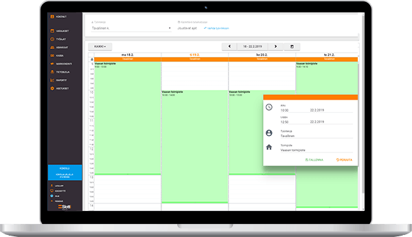 Slotti flex availability editing displayed on a laptop