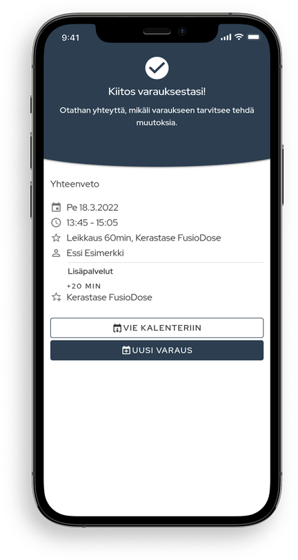 Example of confirmed booking on Slotti's booking page displayed on a smartphone screen