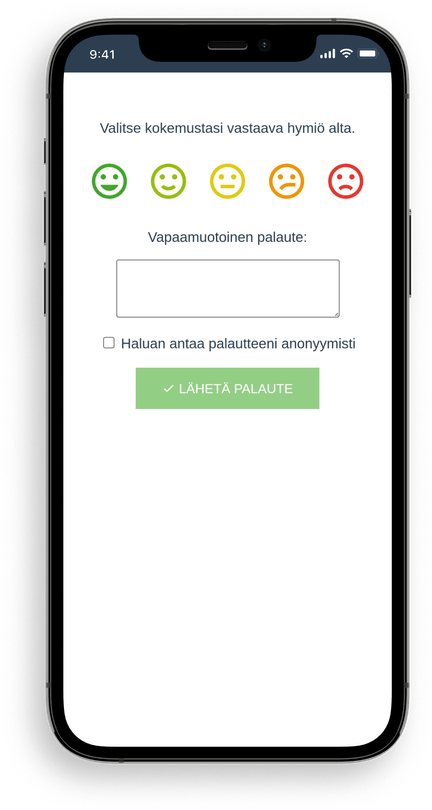 Leaving feedback from the customer's perspective displayed on a smartphone screen