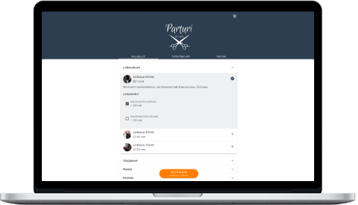 View of a Slotti booking page, displayed in a laptop.