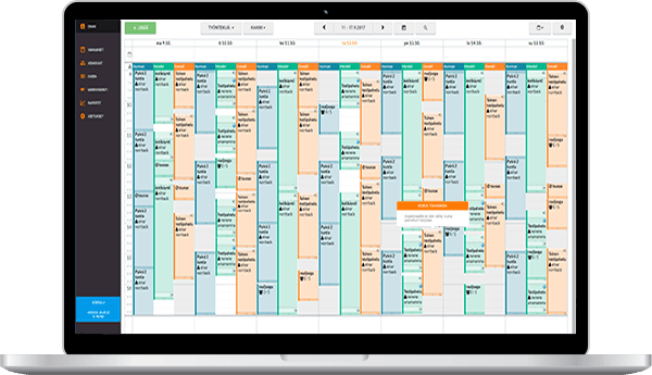 View of a fully booked calendar in Slotti, displayed in a laptop.