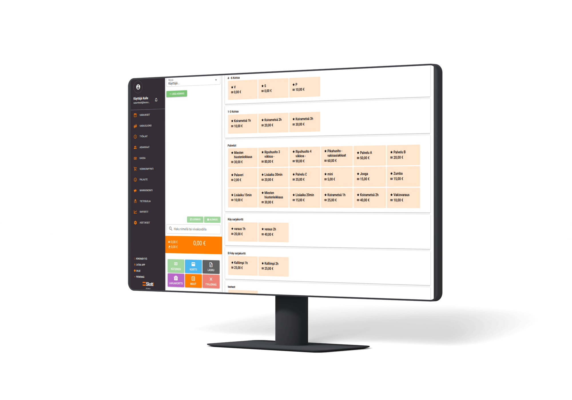 Slotti POS displayed on a desktop computer.